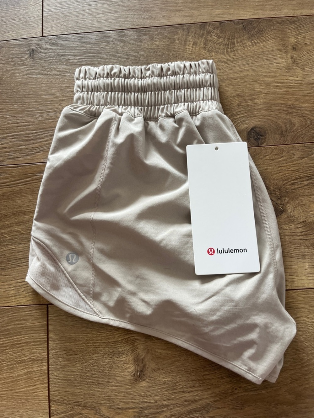 LULULEMON Hotty Hot High Rise Lined Light Beige Athletic Shorts
